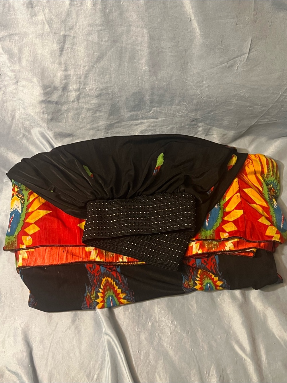 Bohemian Black Maxi Skirt with Vibrant Sunburst Print - Picture 6 of 6
